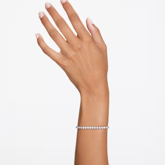 SWAROVSKI Matrix Tennis bracelet Round cut, White, Rhodium plated - Picture 2 of 12